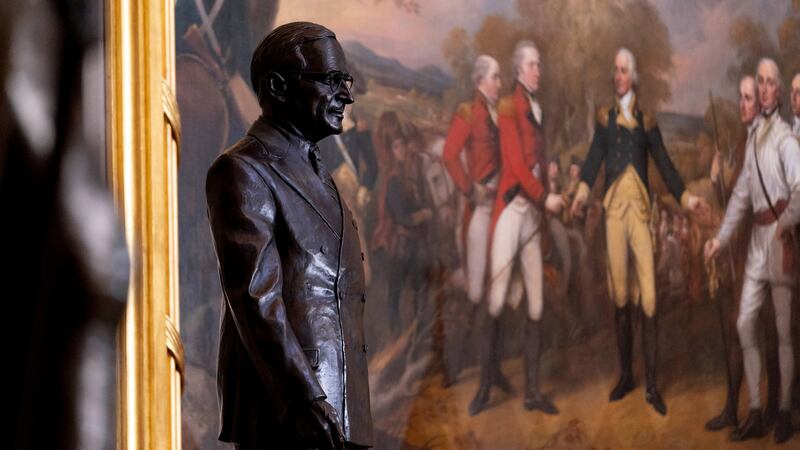 Congressional statue of former President Harry S. Truman is unveiled in the Rotunda of the...