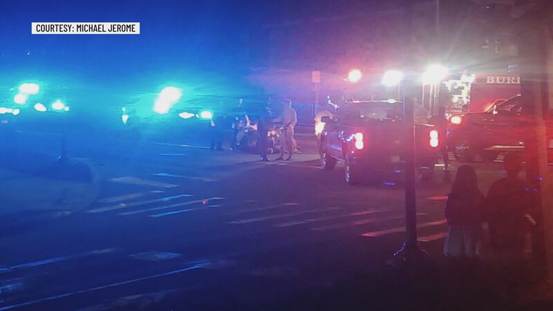 A woman was struck by a vehicle late Saturday night, according to Burlington Police,