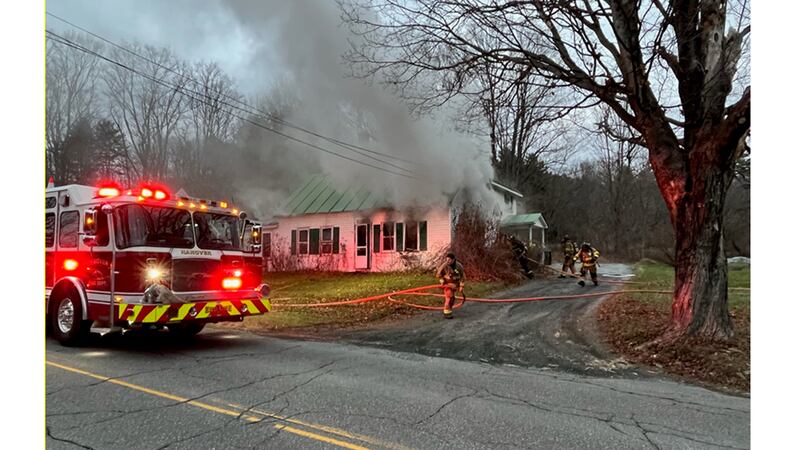 Fire damaged a home in Hanover, New Hampshire, on Wednesday.