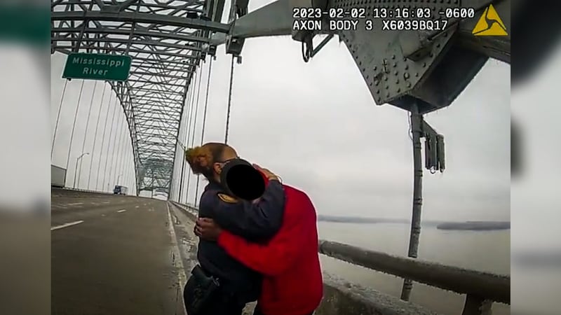 Arriving officers said they located a person standing on the outside ledge of the bridge.