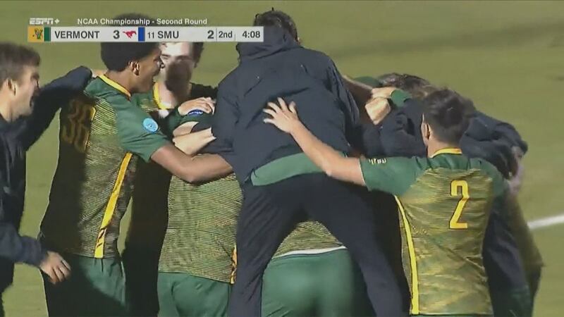 UVM celebrates Garrett Lillie's game-winning goal