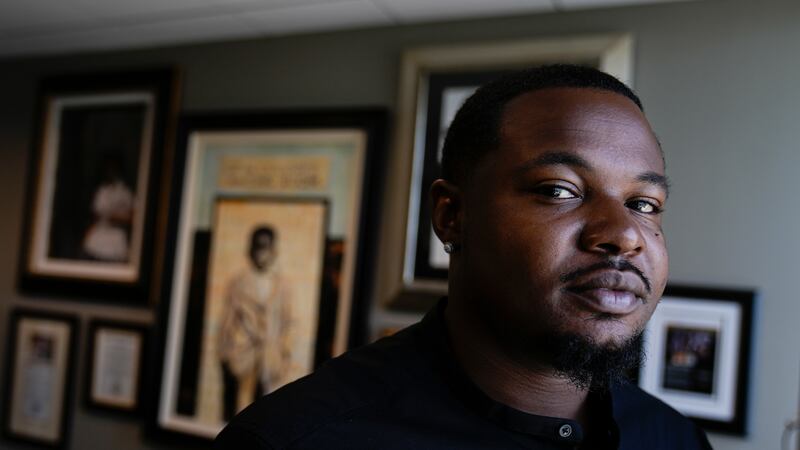 Randal Quran Reid poses for a portait at his attorny's office Wednesday, Sept. 20, 2023. Reid...
